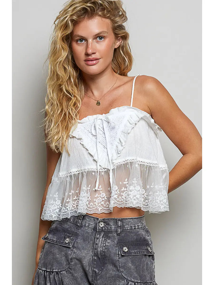 Airy Lace Ruffle Top