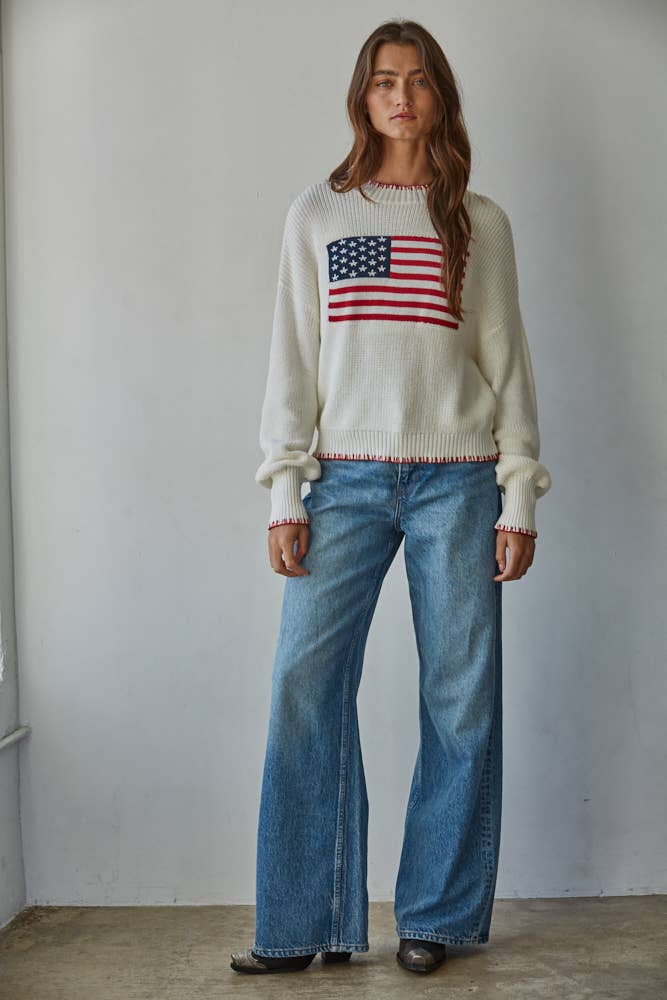Knit Sweater American Flag