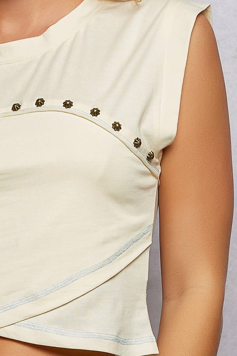 Stud Cotton Jersey Top