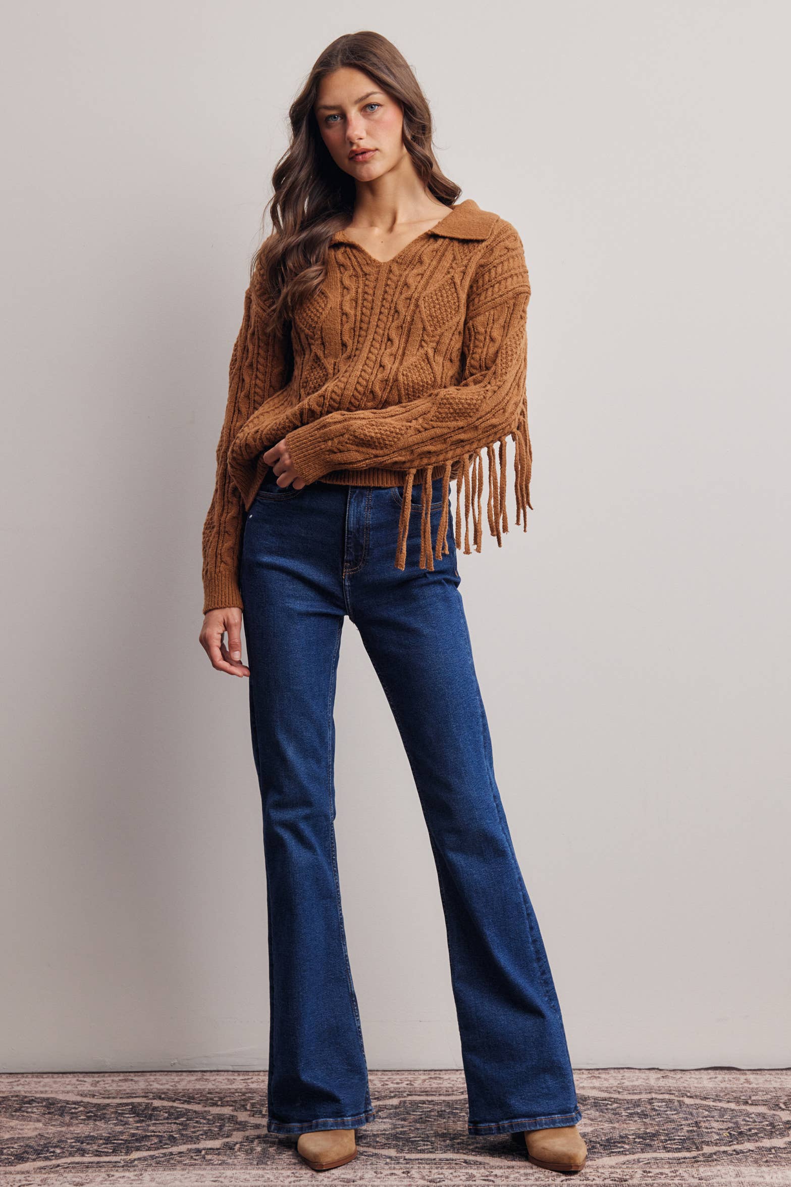 Fringe Cable Knit Sweater