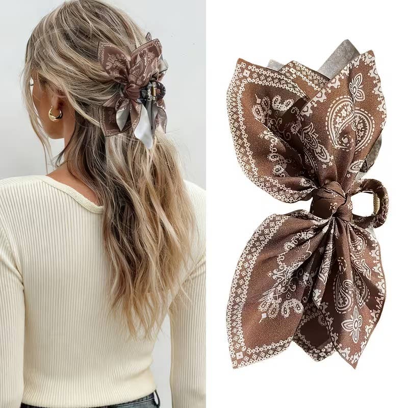 Brown Paisley Hair Clips