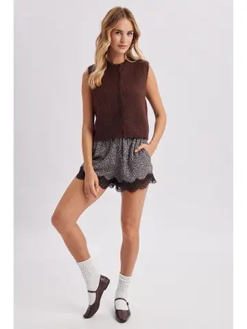 Floral Lace Trim Shorts