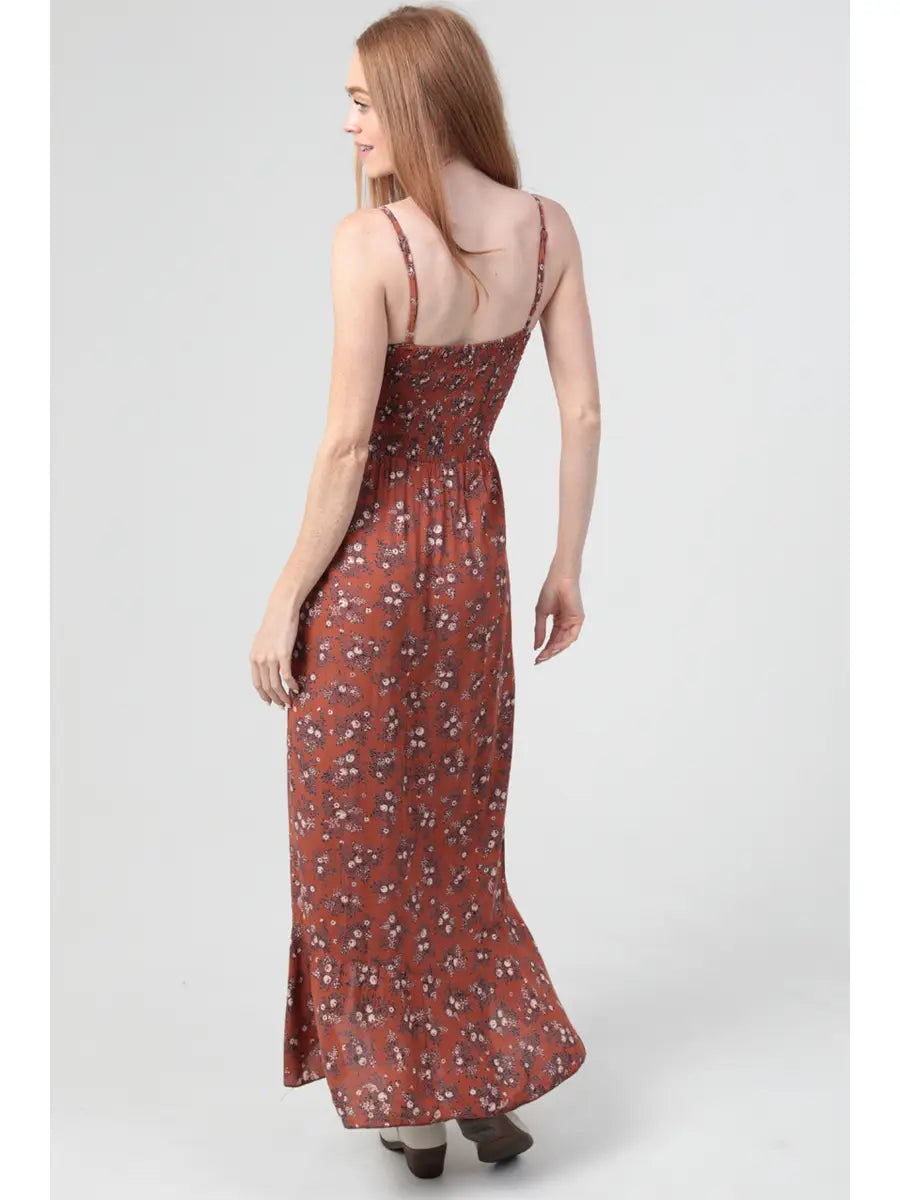 Double Ruffle Slit Maxi Dress