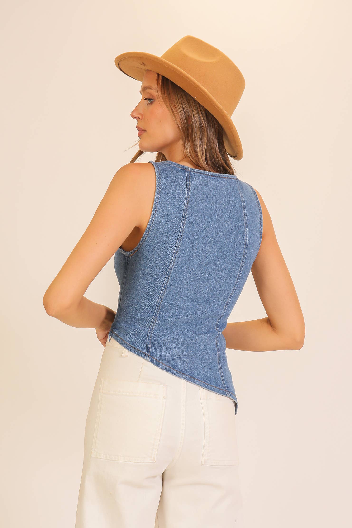 Asymmetrical Stretch Denim Top