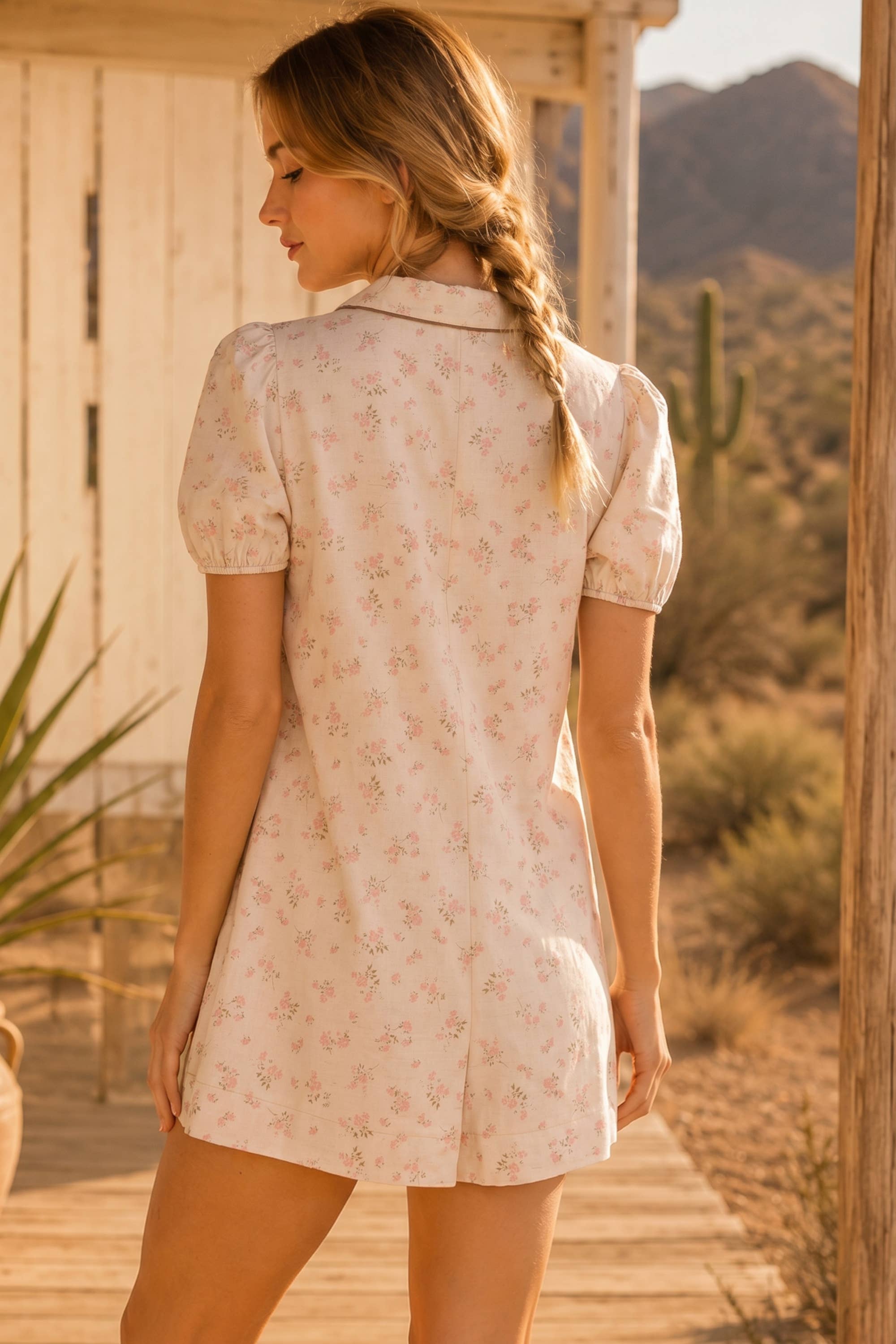 Vintage Floral Bow Romper