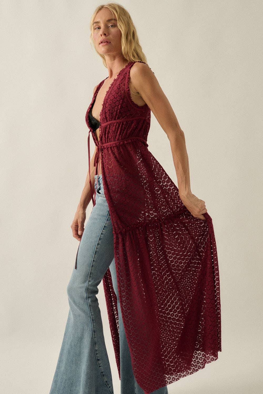 Sheer Tie-Front Duster
