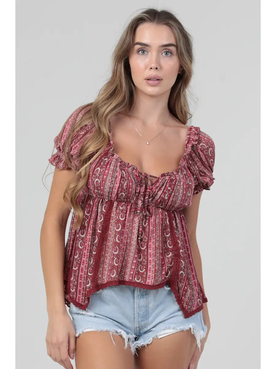 Lace Short Sleeve Top
