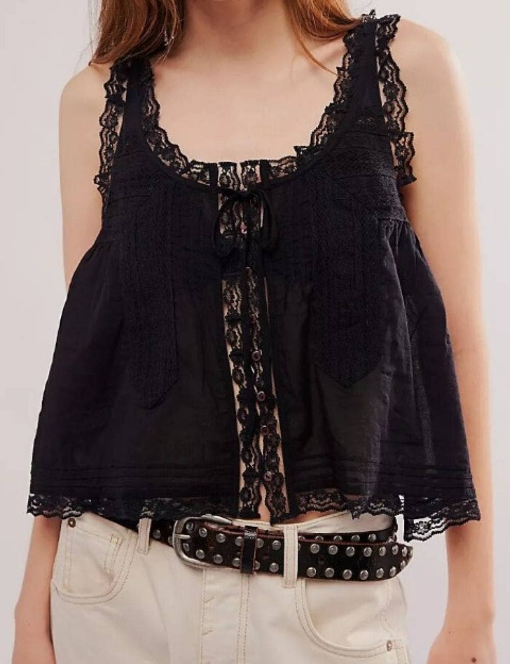 String Tie Lace Cami Top