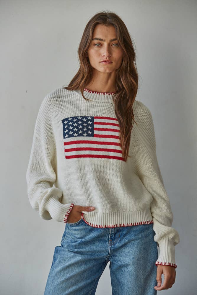 Knit Sweater American Flag
