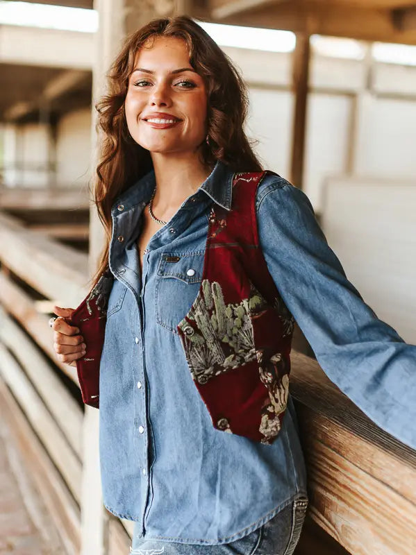 Jacquard Horse Button Down Vest