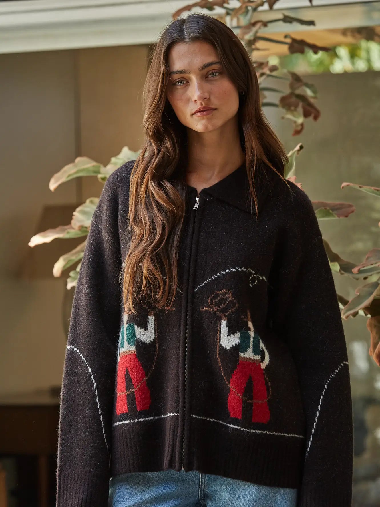 Knit Sweater Zip-Up