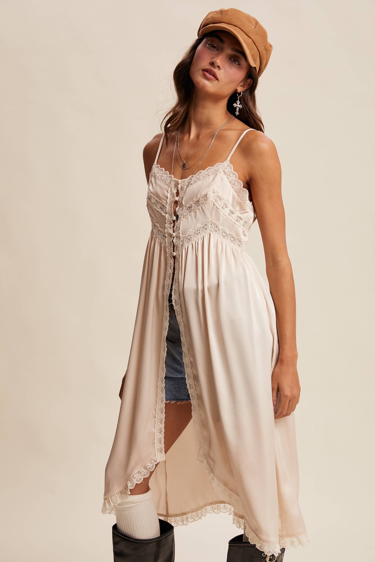 Lace Trim Maxi Cami