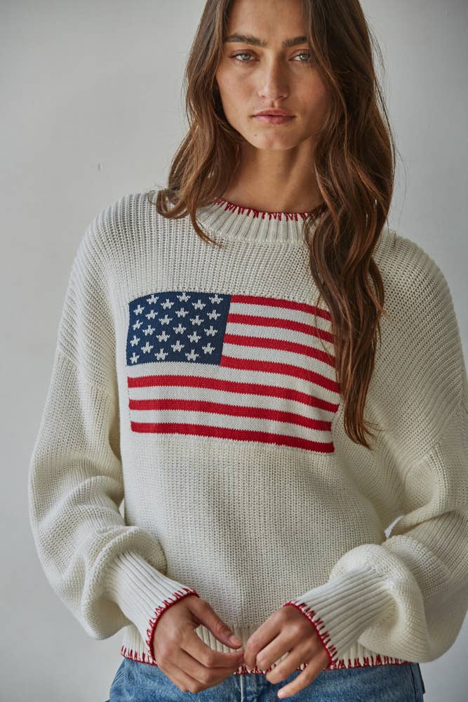 Knit Sweater American Flag